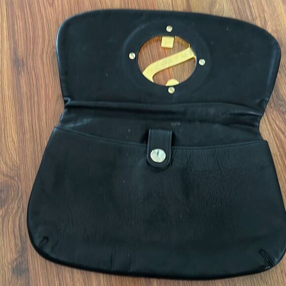Susan Gail black leather clutch with gold hardware - Picture 3 of 7